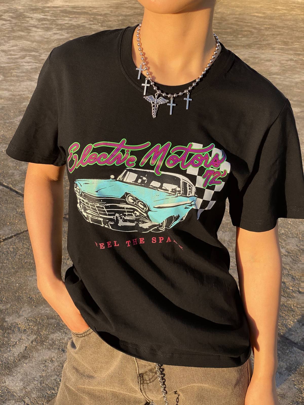 EMMIOL Camiseta extragrande con gráfico de coche de motor
