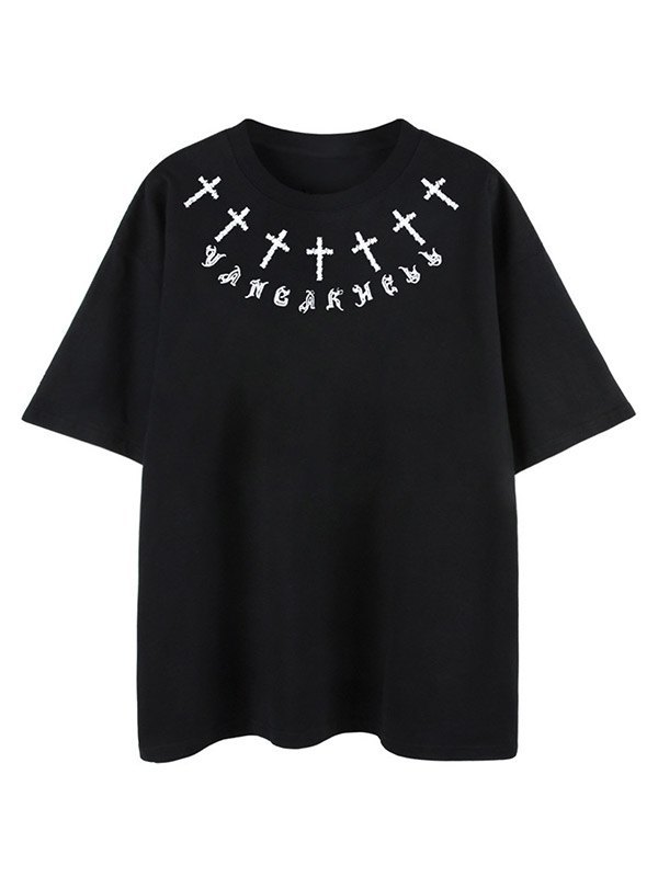 EMMIOL Men's Gothic Punk Cross Graphic Tee
