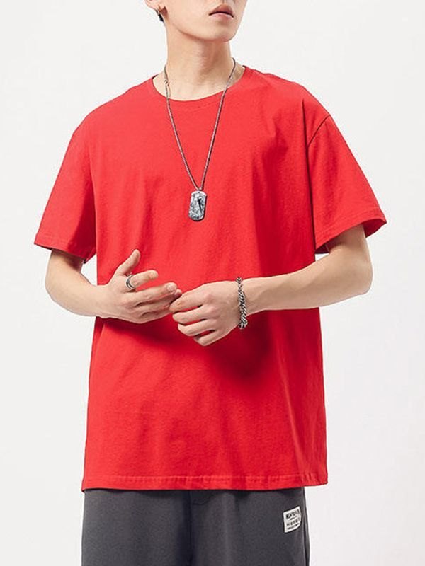 EMMIOL Einfaches Kurzarm-T-Shirt aus Baumwolle für Herren