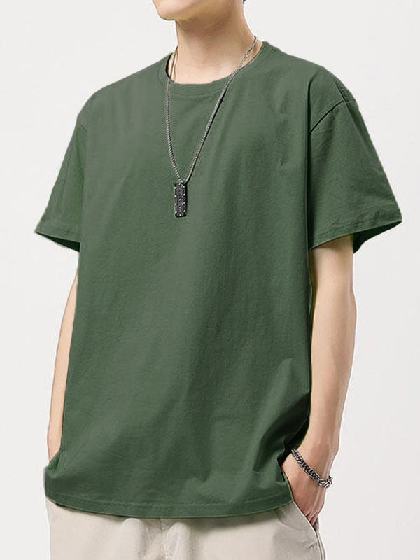 EMMIOL Einfaches Kurzarm-T-Shirt aus Baumwolle für Herren