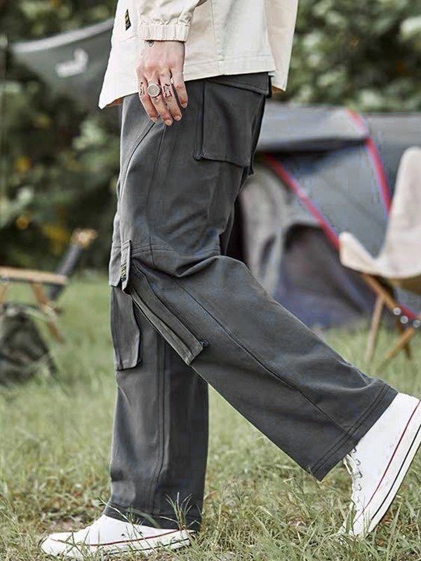 Cotton Pocket Patched Cargo Pants Gray 