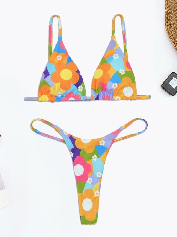 EMMIOL Sommer-Blumen-Dreieck-Bikini-Set