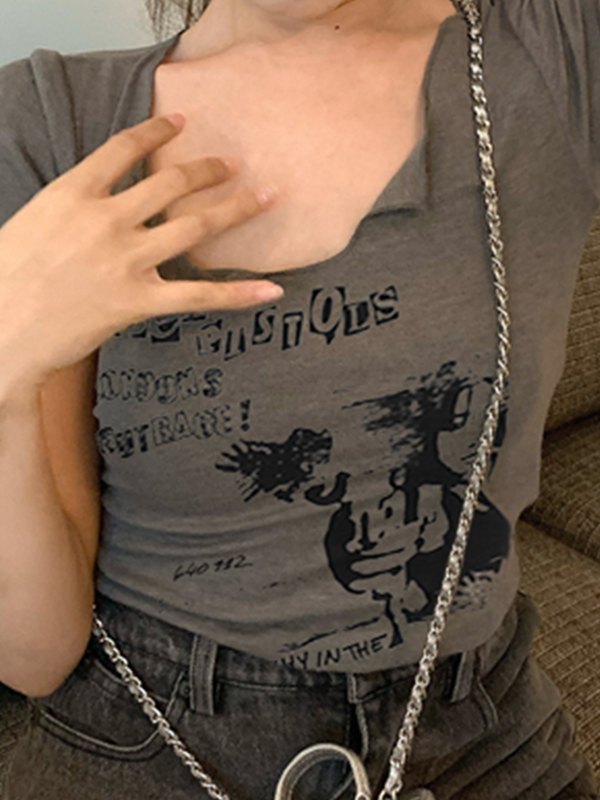 EMMIOL EMMIOL Vintage Splashed Butterfly Print Crop Top