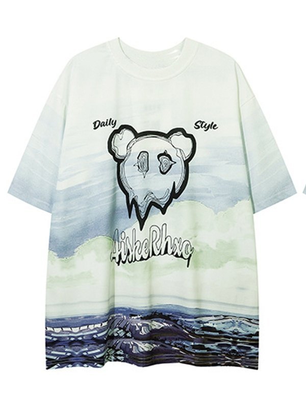 EMMIOL Camiseta estampada Cloud Drip Face para hombre