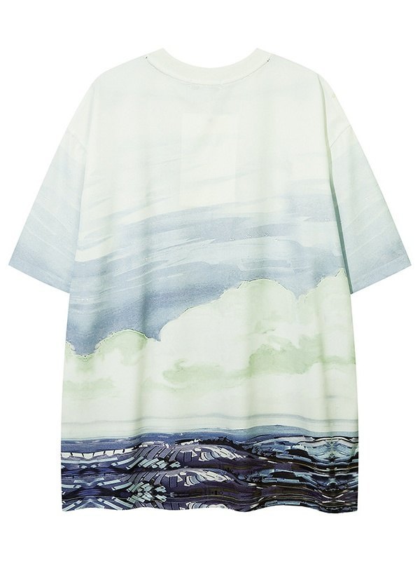 EMMIOL Camiseta estampada Cloud Drip Face para hombre