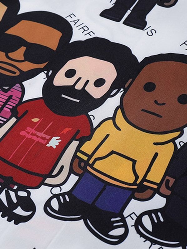 EMMIOL Camisa con botones en toda la prenda de dibujos animados para hombre