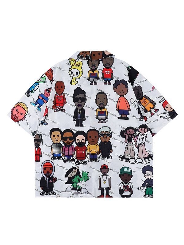 EMMIOL Camisa con botones en toda la prenda de dibujos animados para hombre
