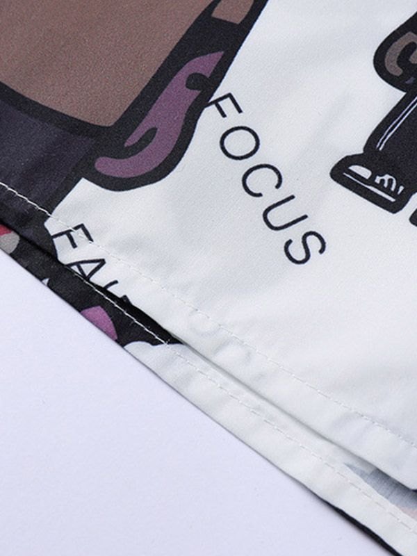 EMMIOL Camisa con botones en toda la prenda de dibujos animados para hombre