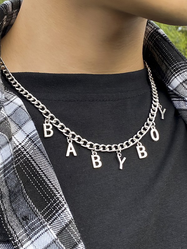 EMMIOL Men's Babyboy Letter Pendant Necklace