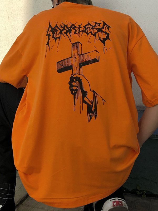 EMMIOL Men's Gothic Punk Cross Graphic Tee