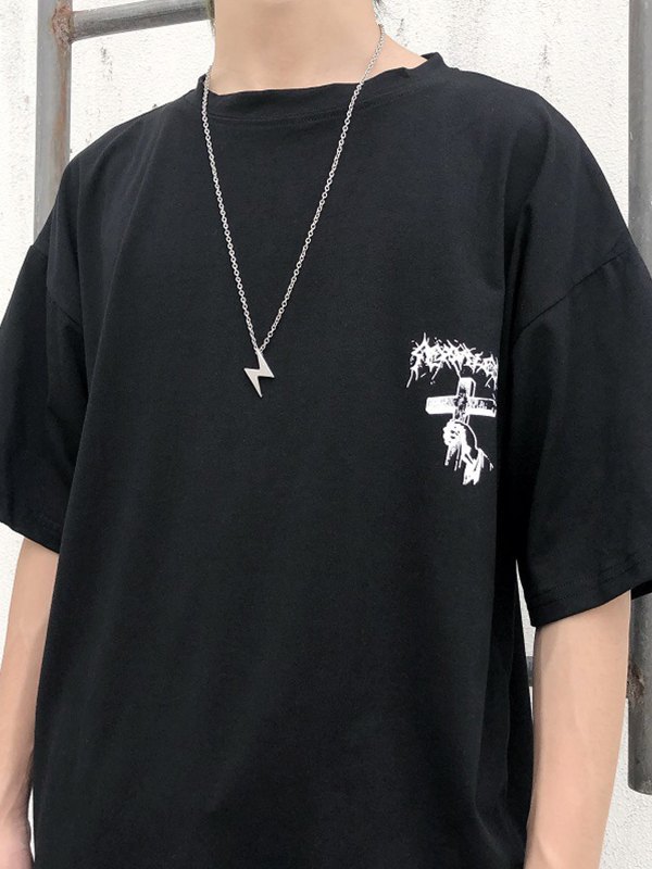 EMMIOL Men's Gothic Punk Cross Graphic Tee