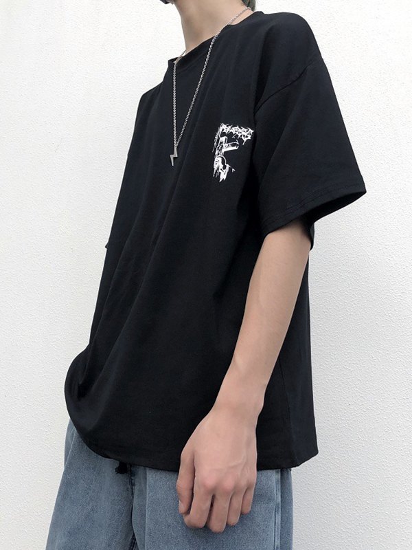 EMMIOL Men's Gothic Punk Cross Graphic Tee