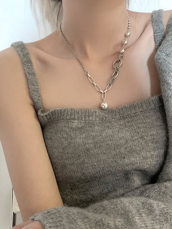 EMMIOL Silver Ball Chain Necklace