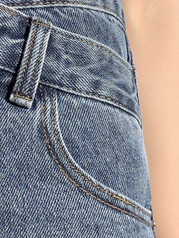 EMMIOL Criss Cross Distressed Denim Shorts