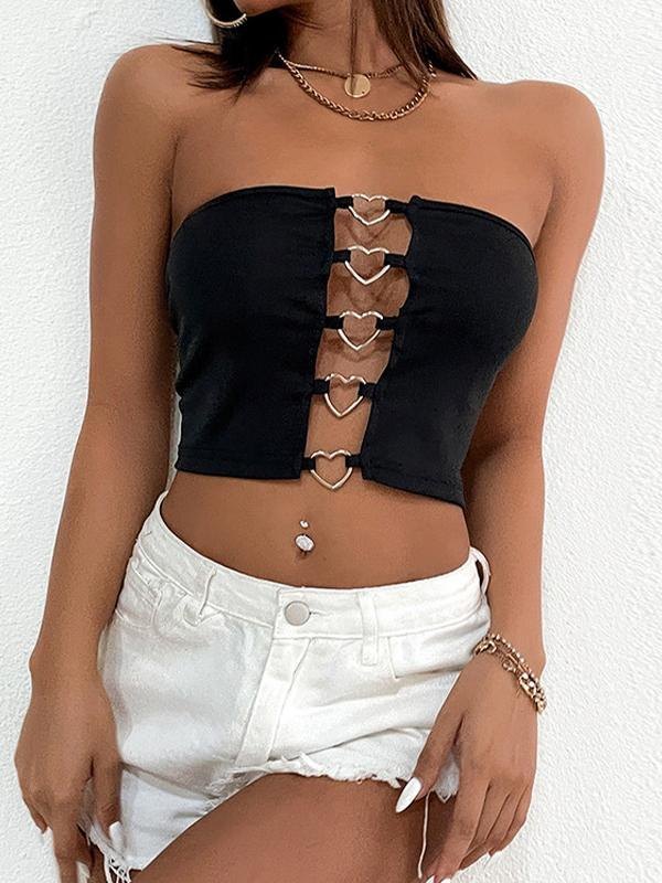 EMMIOL Top bandeau con recortes y decoración de corazones
