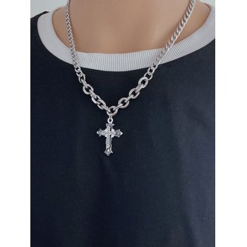 Emmiol Free shipping 2026 Men's Rhinestone Cross Pendant Chain Necklace ...