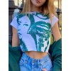 EMMIOL Vintage Girl Print Y2K Crop Top