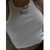 EMMIOL Crop-Tanktop mit geripptem Logo und Stickerei