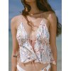 EMMIOL Halter Lace Up Floral Print Crop Cami Top