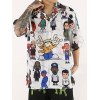 EMMIOL Camisa con botones en toda la prenda de dibujos animados para hombre