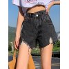 EMMIOL Criss Cross Distressed Denim Shorts