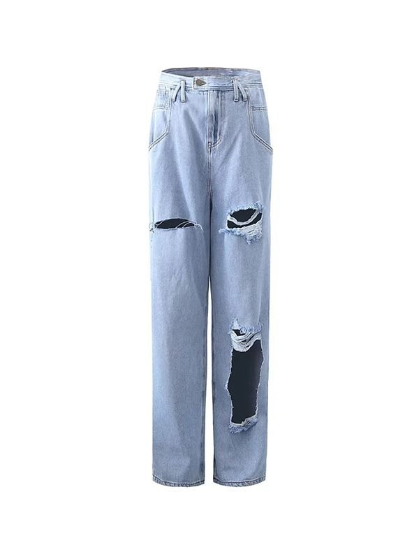 EMMIOL Jeans strappati con lavaggio chiaro