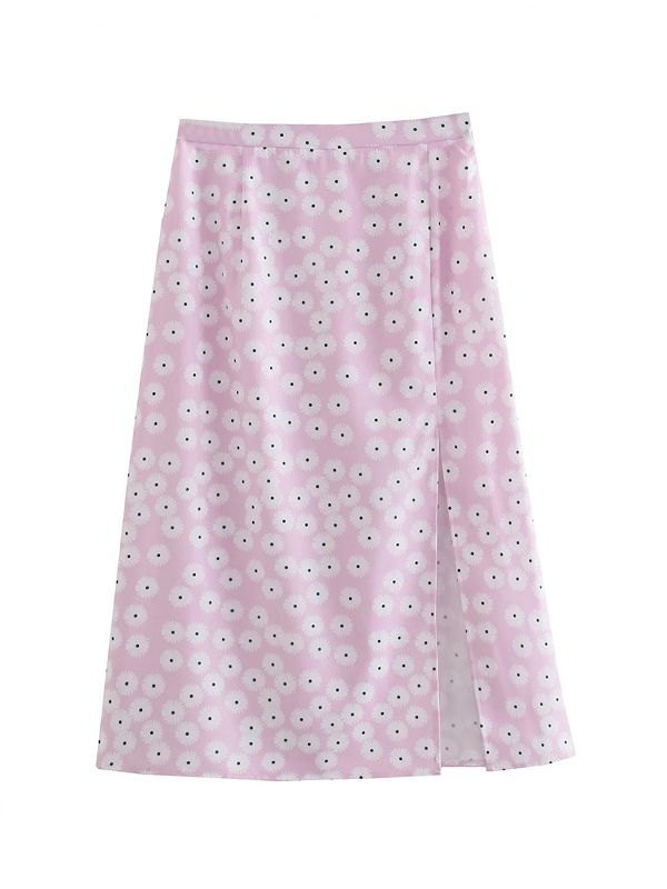 EMMIOL Split Daisy Print Midi Skirt