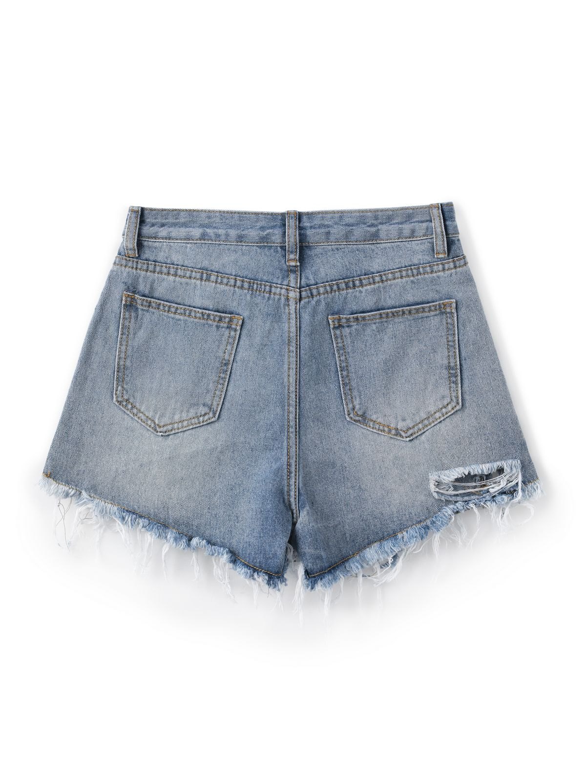 EMMIOL Split Distressed Denim Hot Shorts