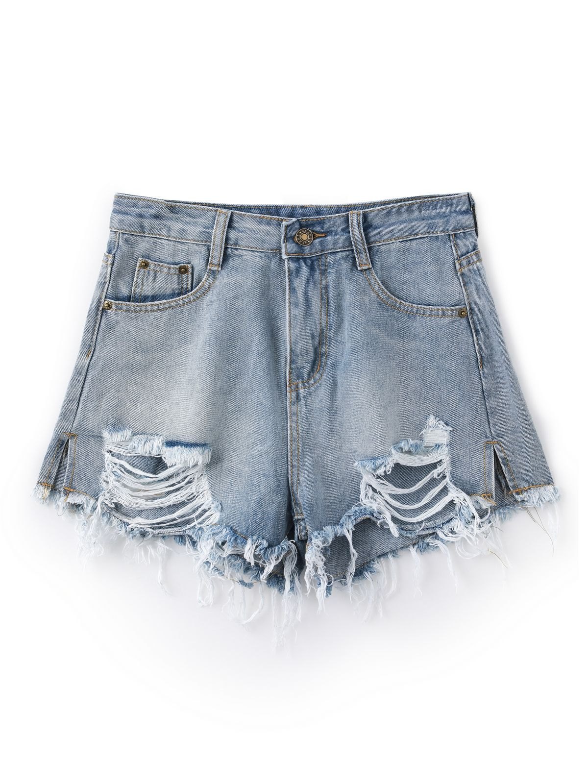 EMMIOL Split Distressed Denim Hot Shorts