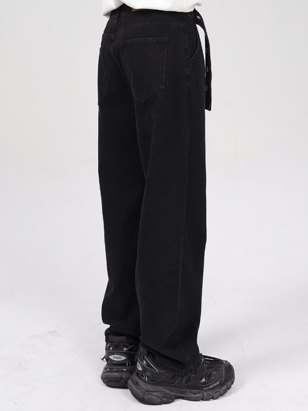 EMMIOL Men's Strap Detail Loose Jeans