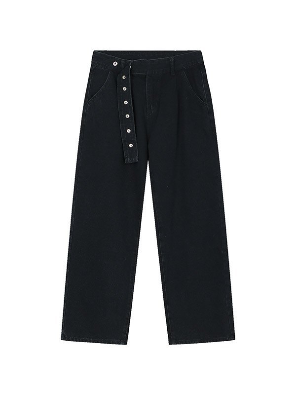 EMMIOL Men's Strap Detail Loose Jeans
