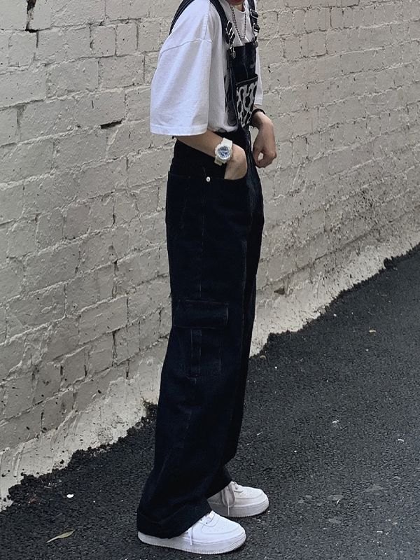 EMMIOL Overol de mezclilla con estampado de vaca vintage