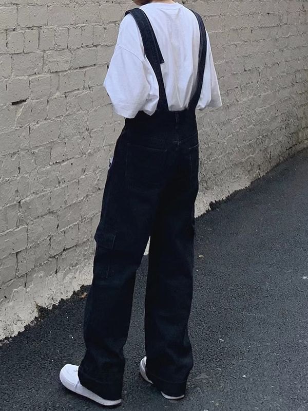 EMMIOL Overol de mezclilla con estampado de vaca vintage