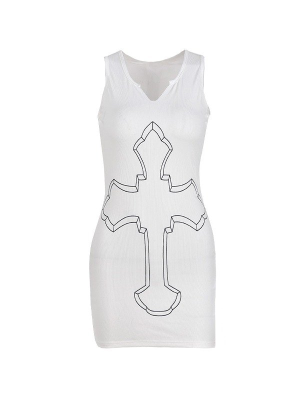 EMMIOL Mini vestido con estampado de cruces Y2K