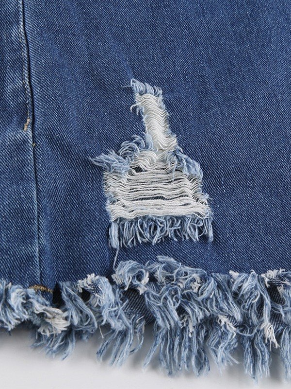 EMMIOL Shorts vaqueros desgastados con dobladillo deshilachado