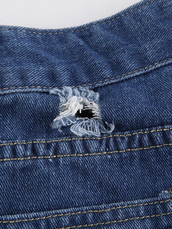 EMMIOL Shorts vaqueros desgastados con dobladillo deshilachado