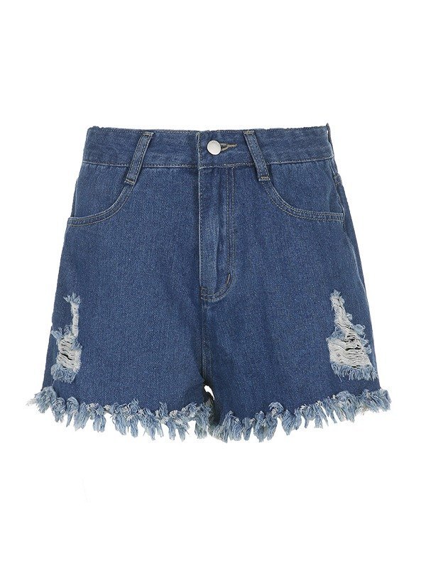 EMMIOL Shorts vaqueros desgastados con dobladillo deshilachado