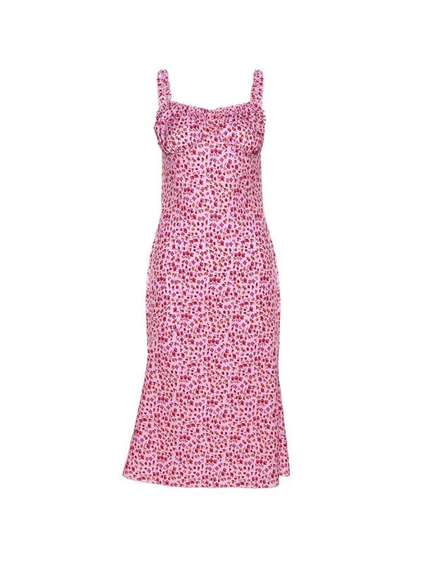 EMMIOL Vestido largo con volantes y estampado floral