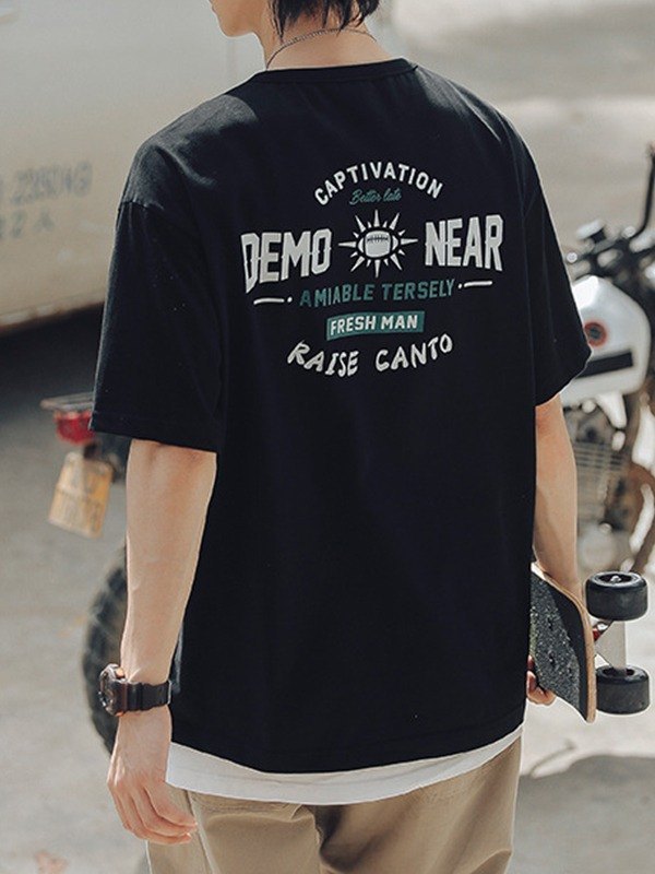 EMMIOL Camiseta estampada Demonear de algodón para hombre