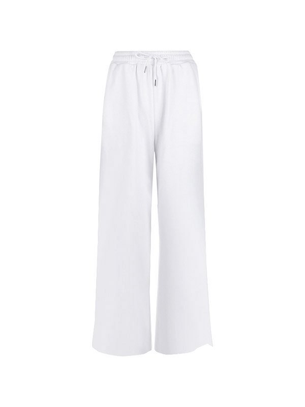 EMMIOL Pantaloni jogger bianchi a vita alta divisi