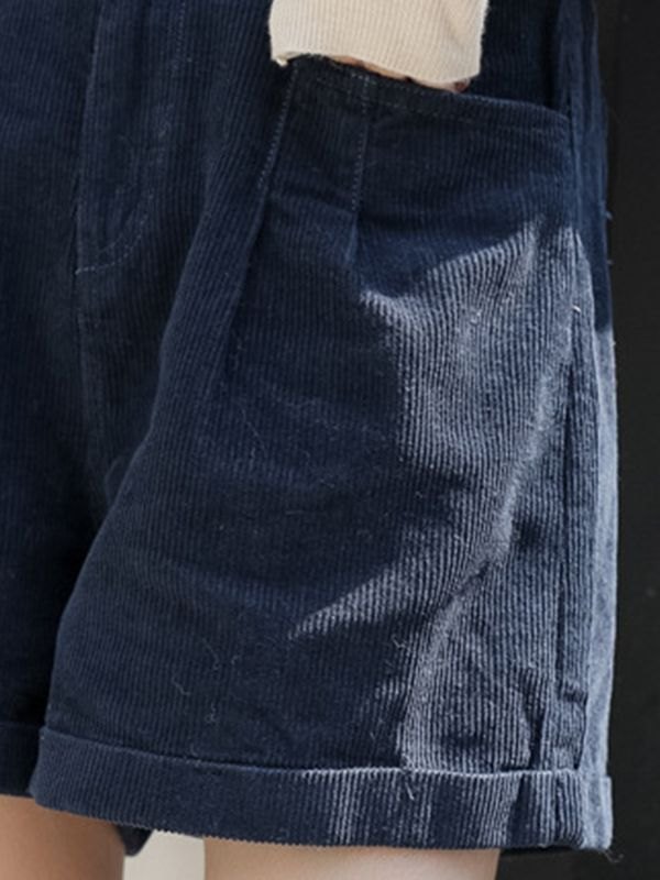 EMMIOL Shorts casuales de pana con dobladillo con puños