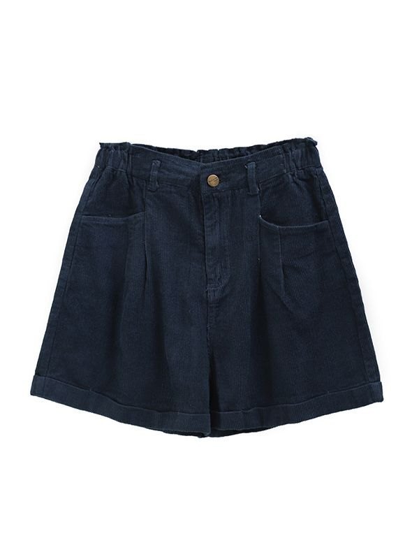 EMMIOL Shorts casuales de pana con dobladillo con puños