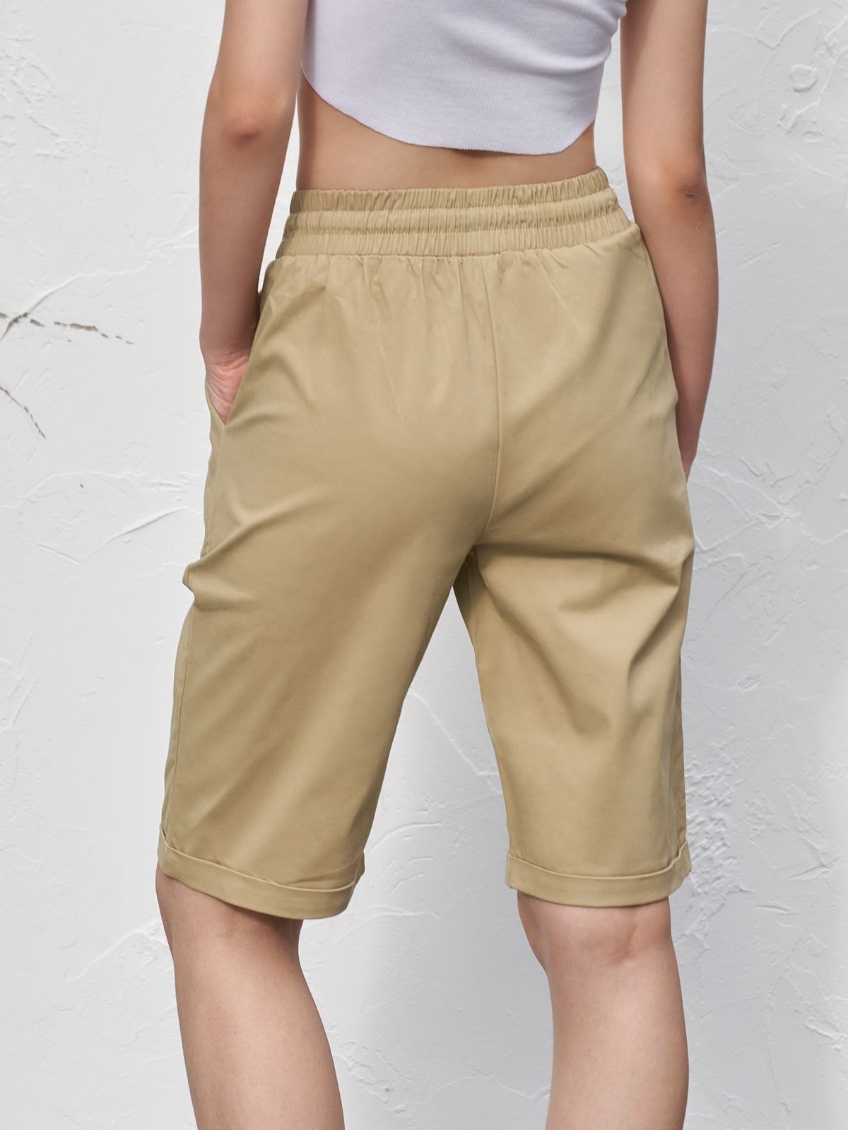 EMMIOL Shorts hasta la rodilla con dobladillo con puños