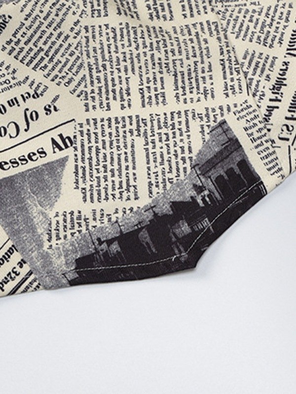 Emmiol Free shipping 2023 Vintage Newspaper Print Corset Top Khaki M in