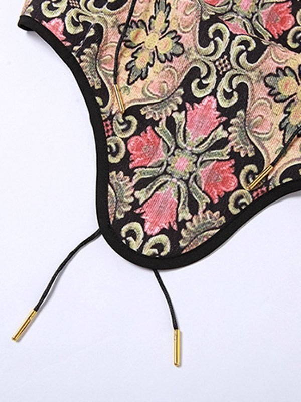 EMMIOL Top a corsetto con stampa vintage