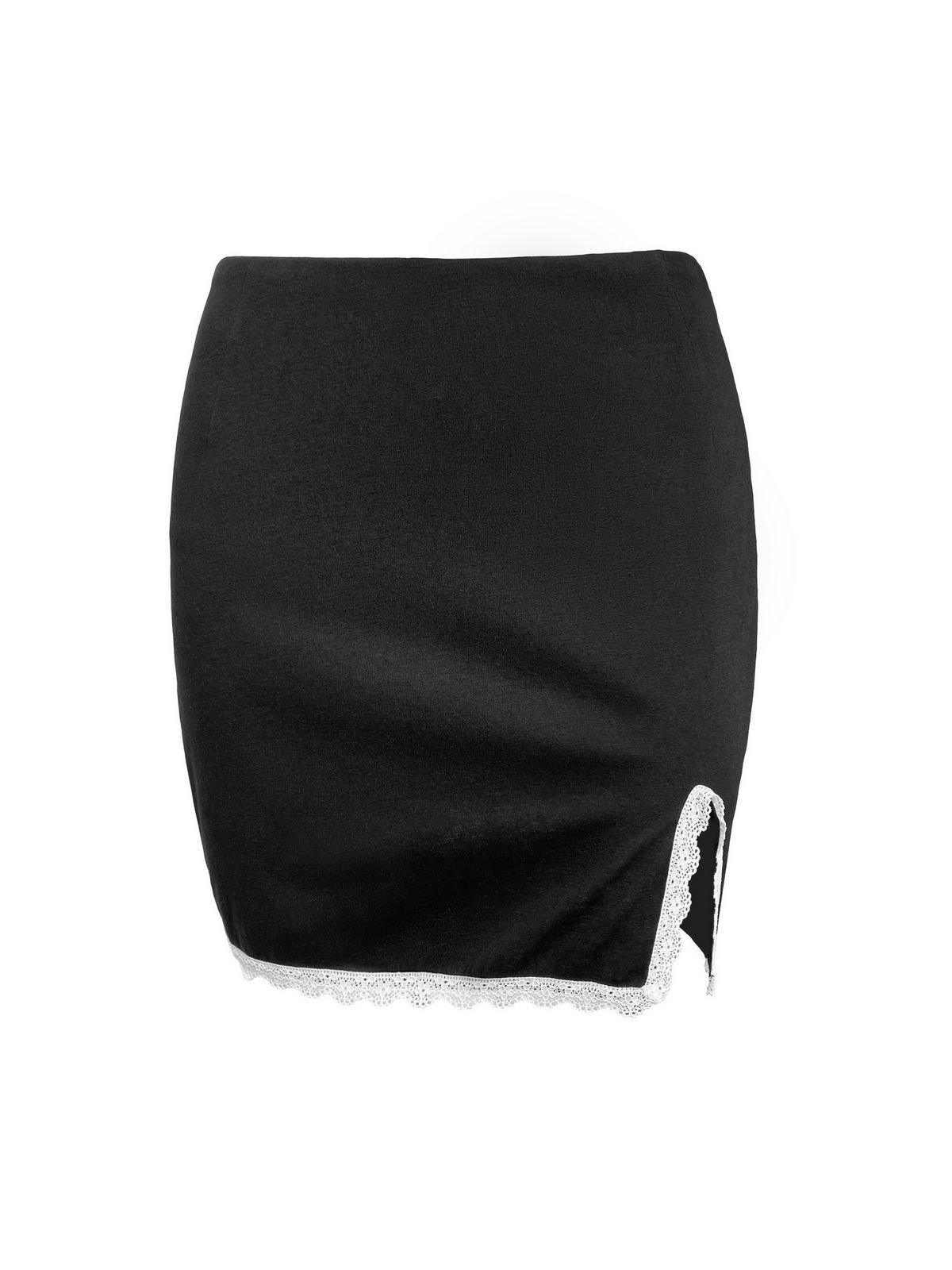 EMMIOL Lace Trim Split Mini Skirt