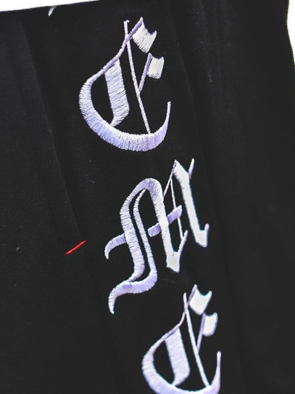 EMMIOL Shorts de jogger bordados con letras góticas para hombre