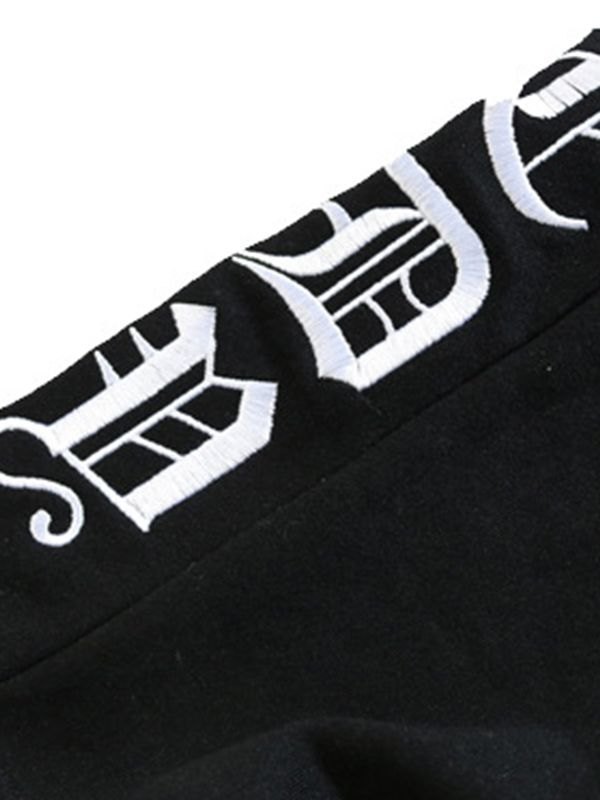 EMMIOL Shorts de jogger bordados con letras góticas para hombre