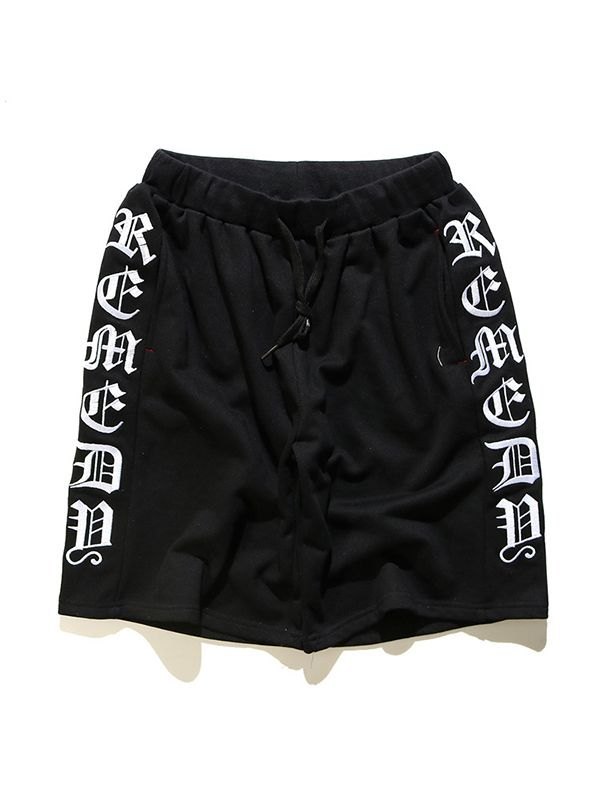 EMMIOL Shorts de jogger bordados con letras góticas para hombre