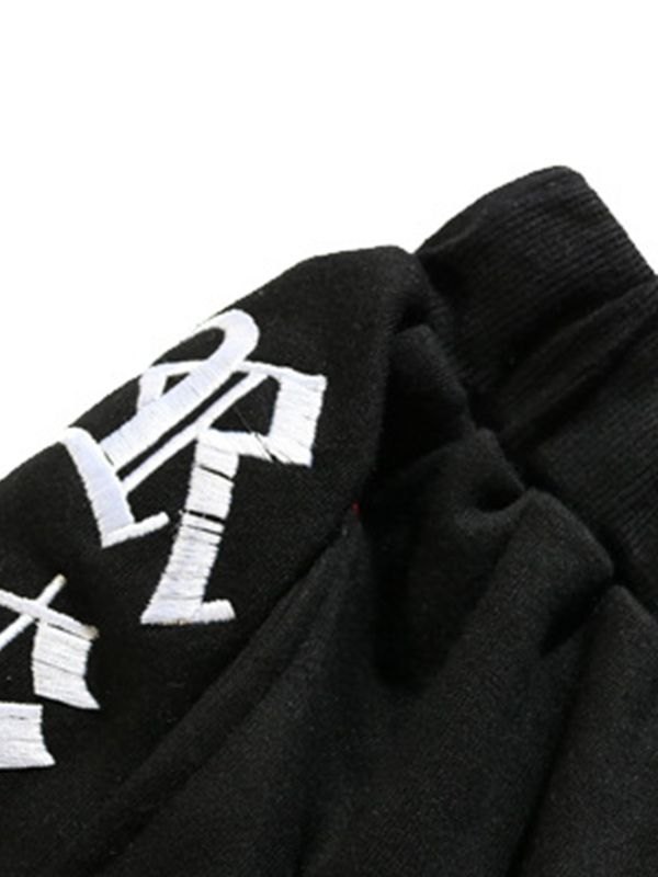 EMMIOL Shorts de jogger bordados con letras góticas para hombre